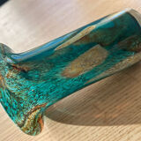 Vintage blown glass vase Mdina Glass, Malta – turquoise tones and a
