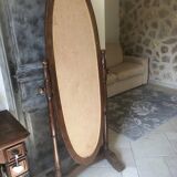 Swivel wooden mirror on stand
