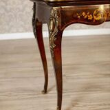 19th Century Inlaid Card Table Lined with Green Fabric