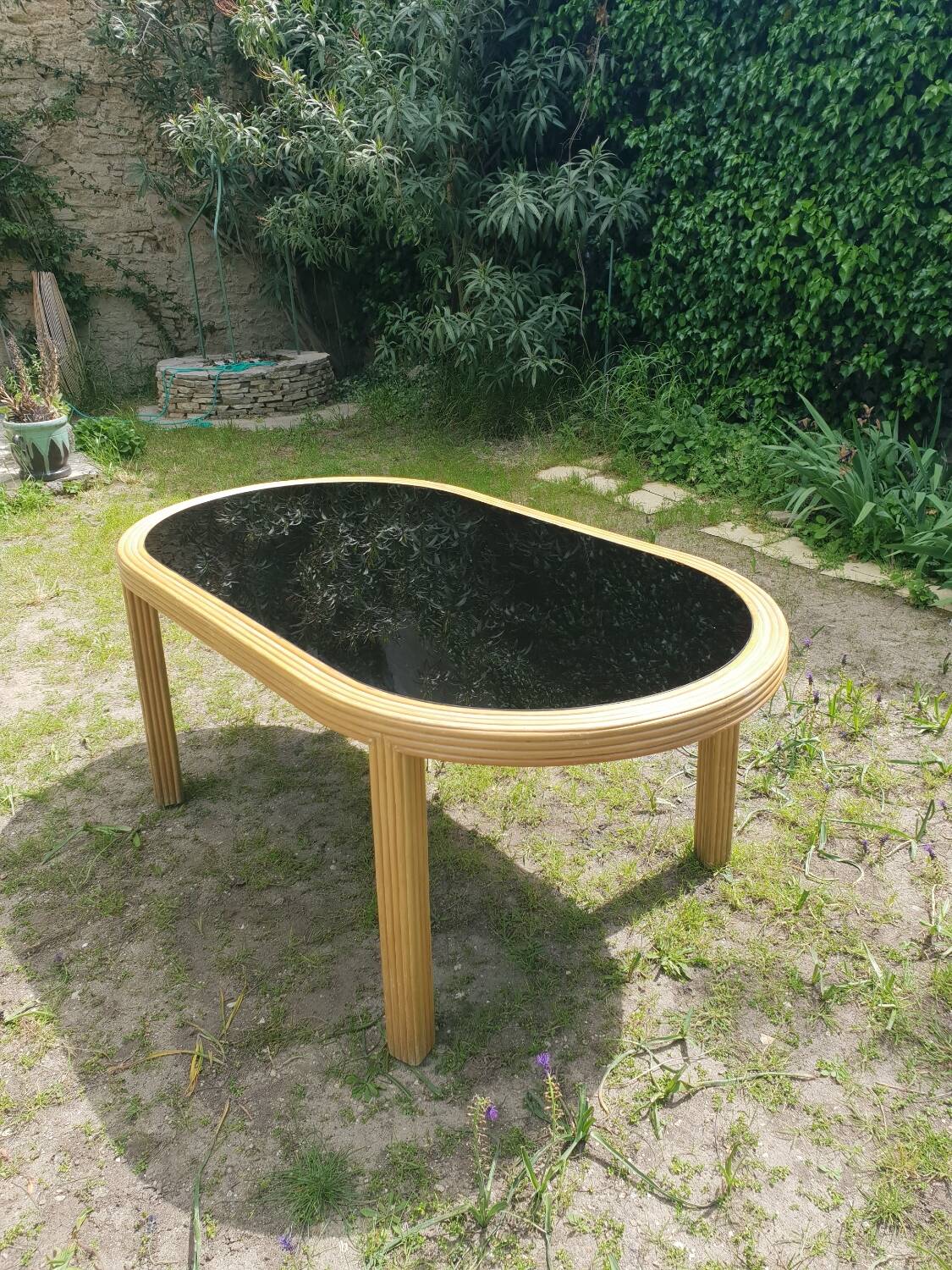 Rattan dining table 1980