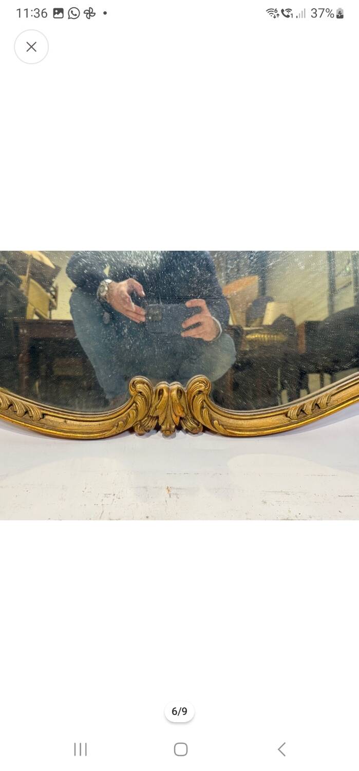 Antique mirror, 20th century, Louis XV style, gilded.