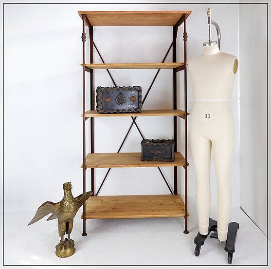 Wooden and metal shelf