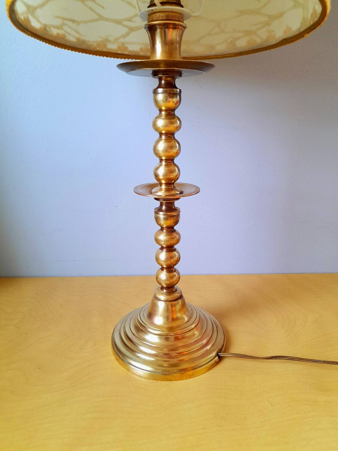 Turned brass lamp, 1960.