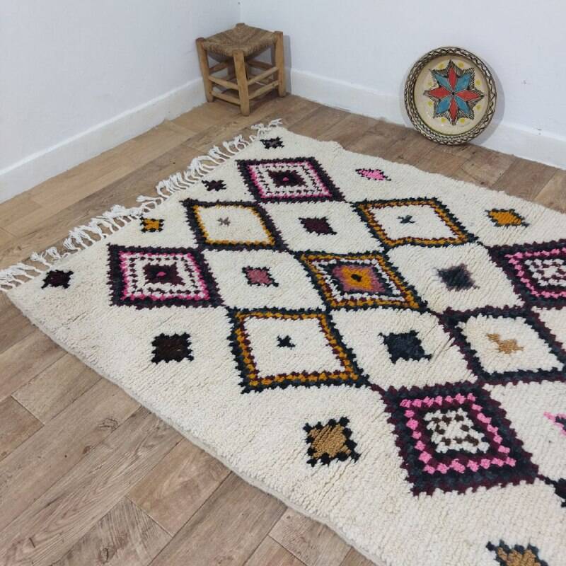 Handmade wool Berber rug 240x148 cm