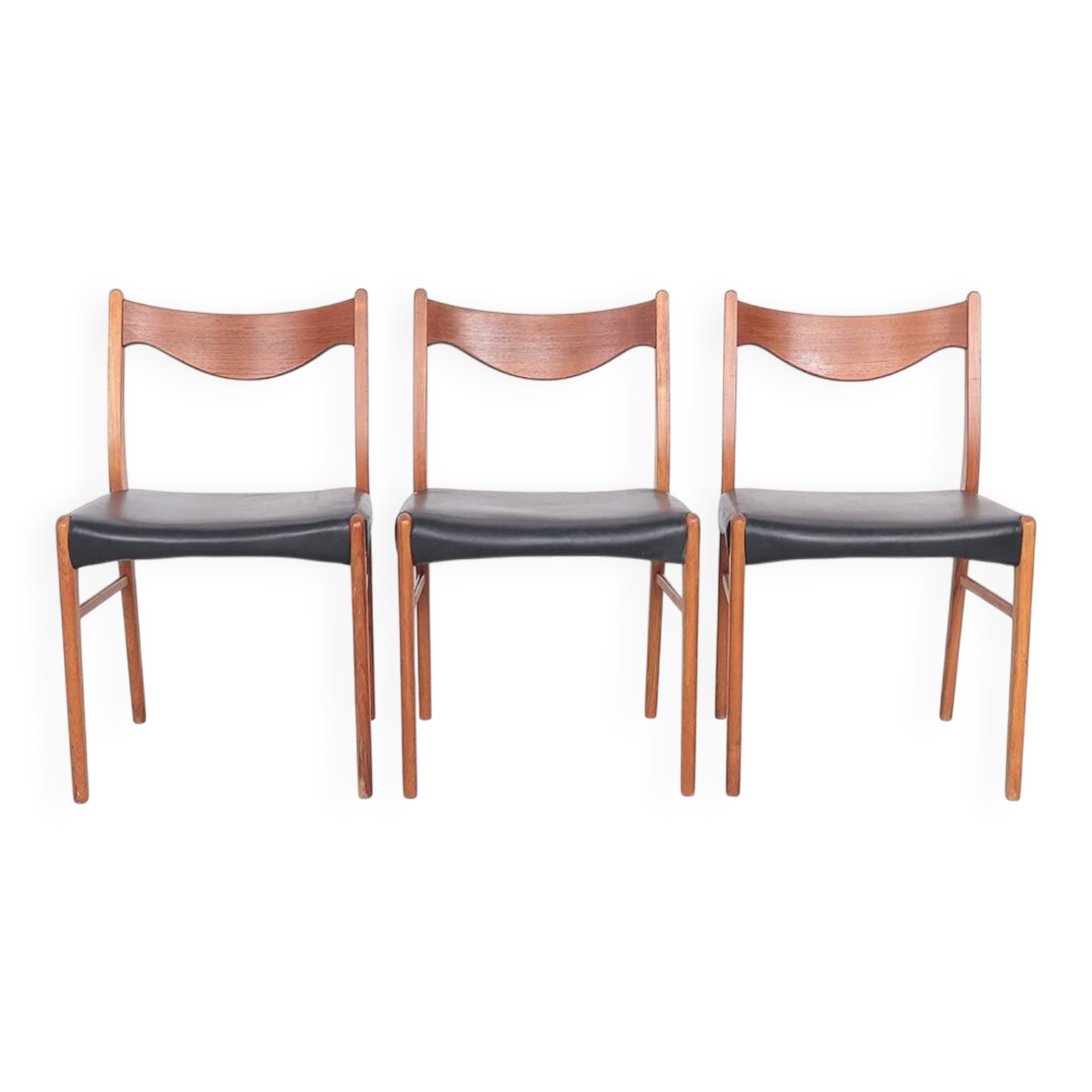 Teak and leather chairs by Arne Wahl Iversen for Glyngøre Stolefabrik, 1960