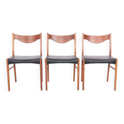 Chaises en teck et cuir par Arne Wahl Iversen pour Glyngøre Stolefabrik, 1960