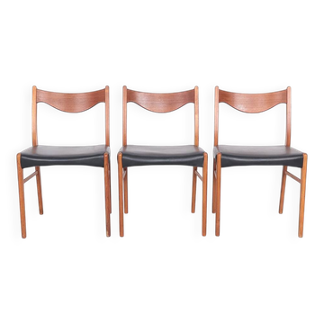 Teak and leather chairs by Arne Wahl Iversen for Glyngøre Stolefabrik, 1960