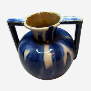 Blue vase with two handles