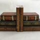 Pair of bookends (& secret boxes) in trompe l'oeil Stacked books