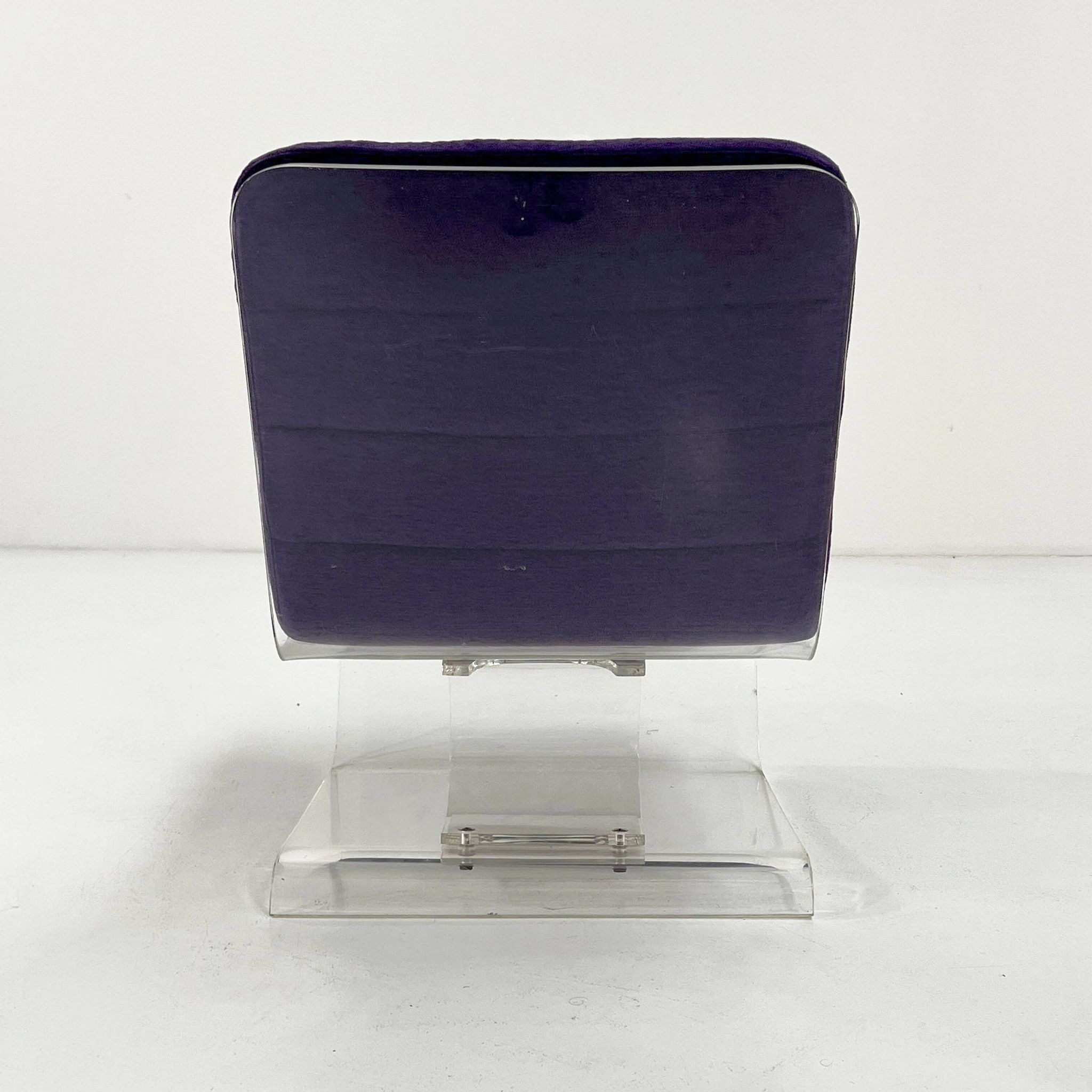Fauteuil Space Age en plexiglas avec coussin mauve, 1970