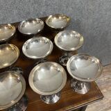 Christofle France: Beautiful set of 12 quality silver metal ice cream cups