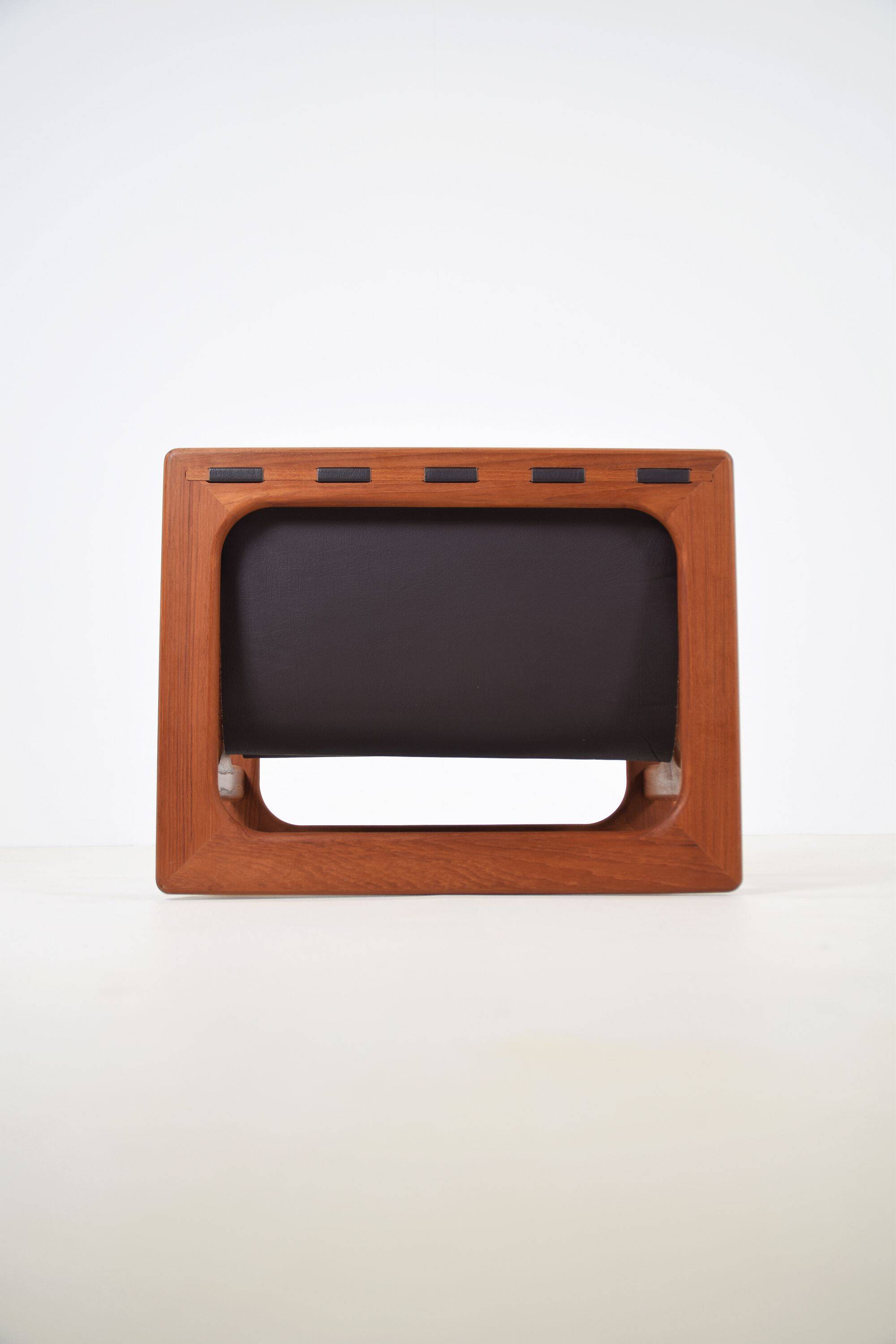 Danish double magazine holder in teak and leather by Salin Møbler, 1970s