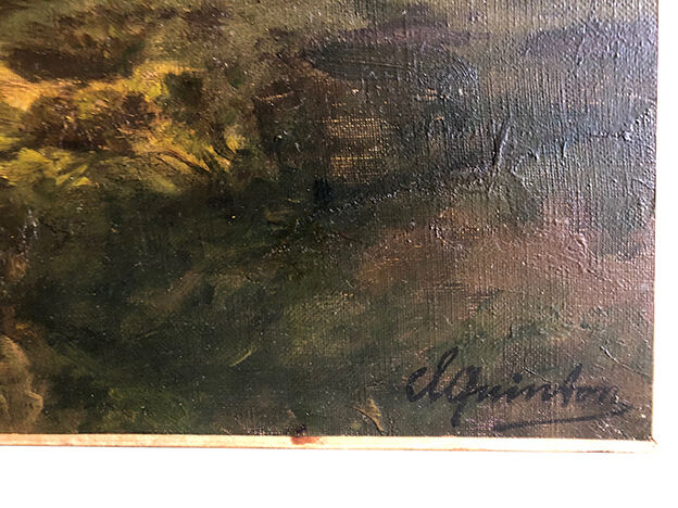 Clément Quinton (1851-1920), large oil on canvas "Forestiers"