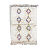 Moroccan Berber carpet azilal ecru with colored diamonds 195x132cm