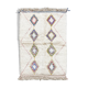 Tapis berbère marocain azilal écru à losanges colorés 195x132cm