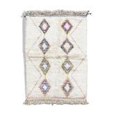 Moroccan Berber carpet azilal ecru with colored diamonds 195x132cm