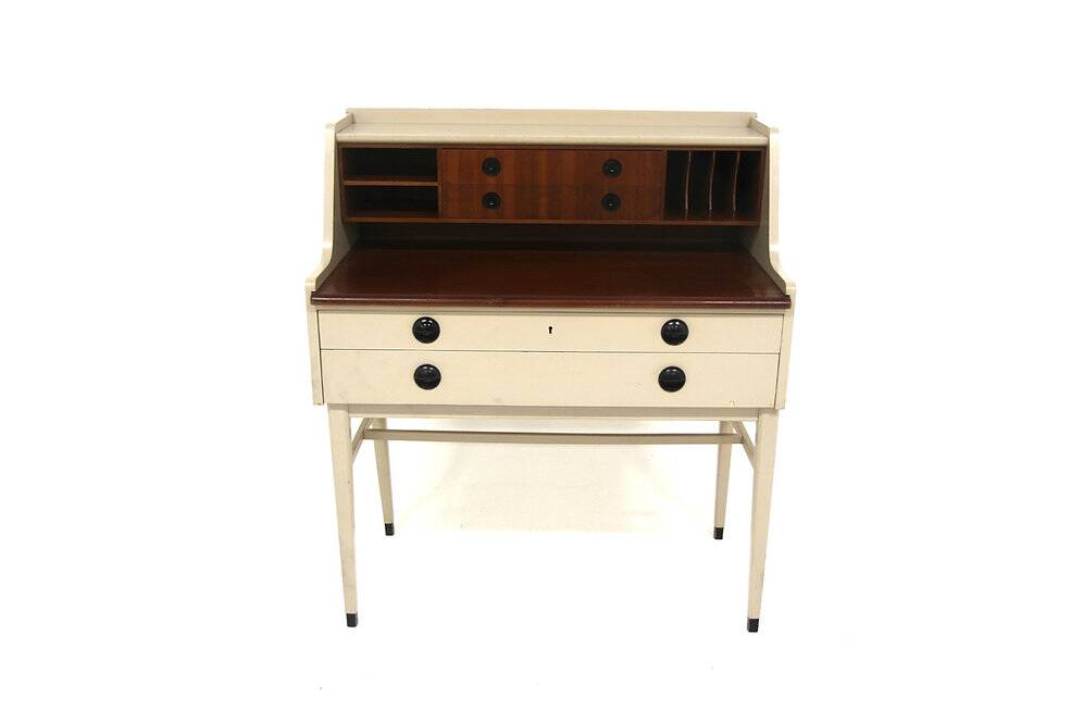 Scandinavian mahogany secretary desk, Bröderna Gustafssons, Sweden, 1950