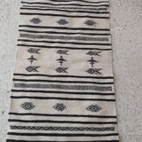 Kilim carpet white and black Berber motifs