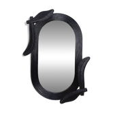 Large Vivai del Sud wall mirror in black lacquered bamboo - 1970s