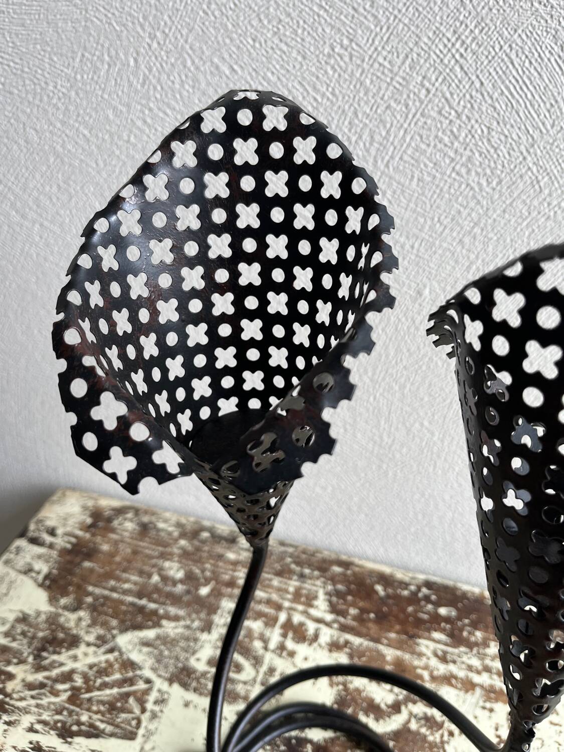 Perforated metal tealight candle holder