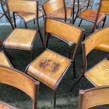 20 vintage school chairs in metal and wood design Mid-century vintage 1960 french Mullca
