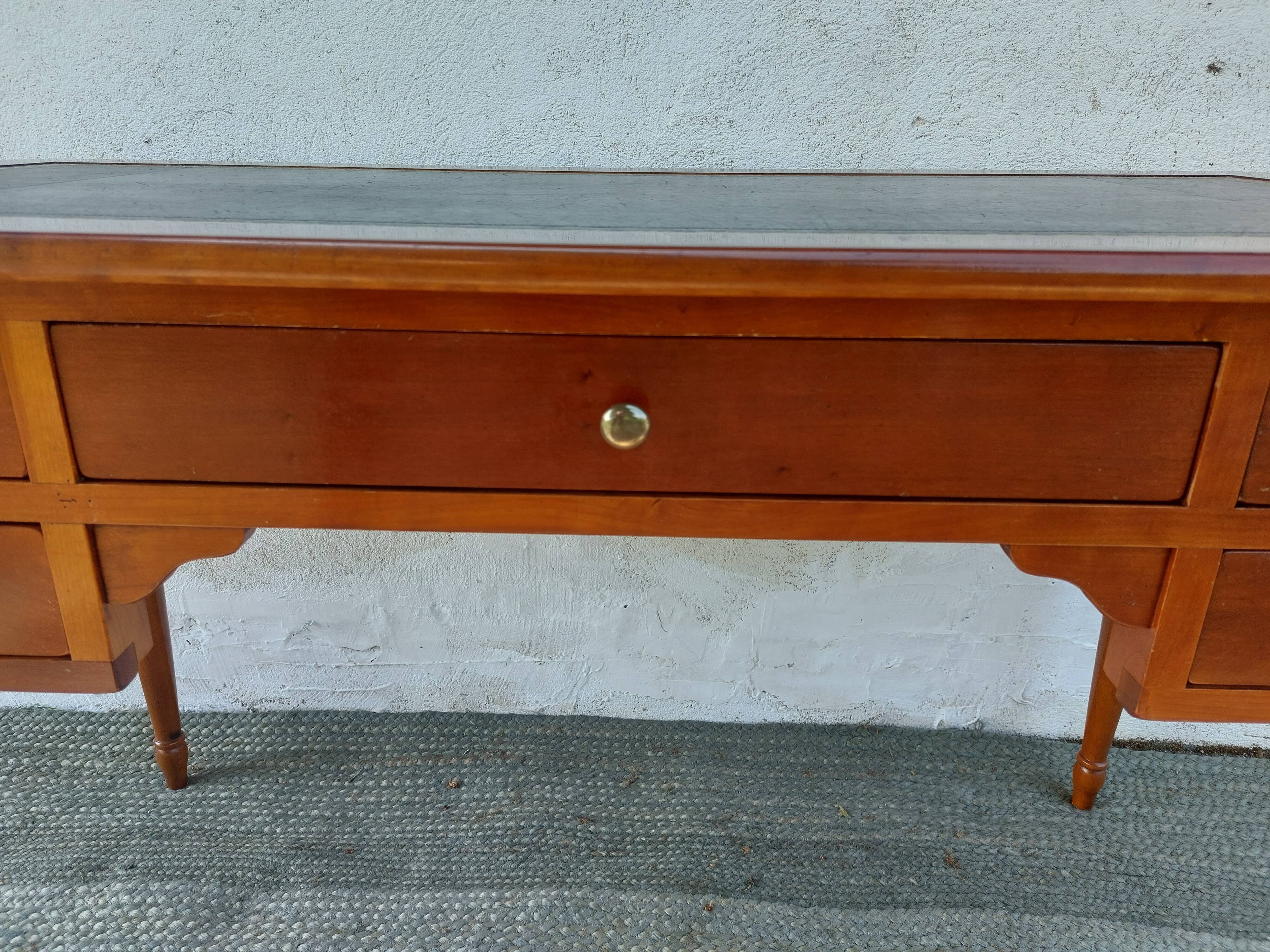 Desk, black leather top