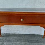 Desk, black leather top