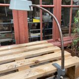 Workshop lamp on ringed metal hose