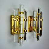 Pair of Venini wall lamps, cut glass, Murano, Italy, 1970