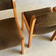 Set of 4 vintage chairs from the 70s/80s – Brown chocolate wood and fabric