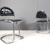 Vintage Chrome and Leather Cantilever Dining Chairs, 1970s