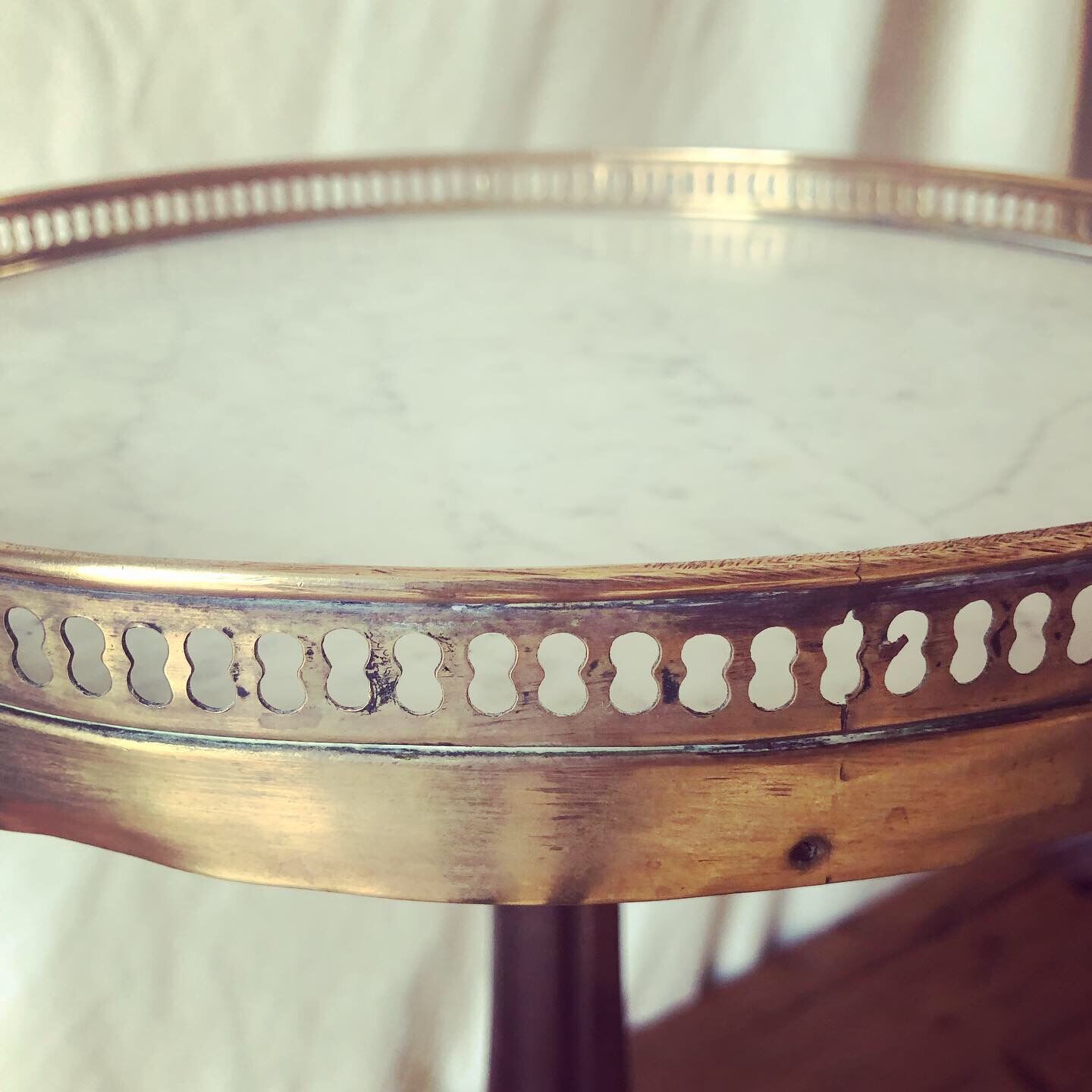 Louis XVI style marble and brass side table