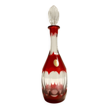 Bouteille à décanter en cristal de Bohême transparente et rouge de Dresden Crystal, Allemagne