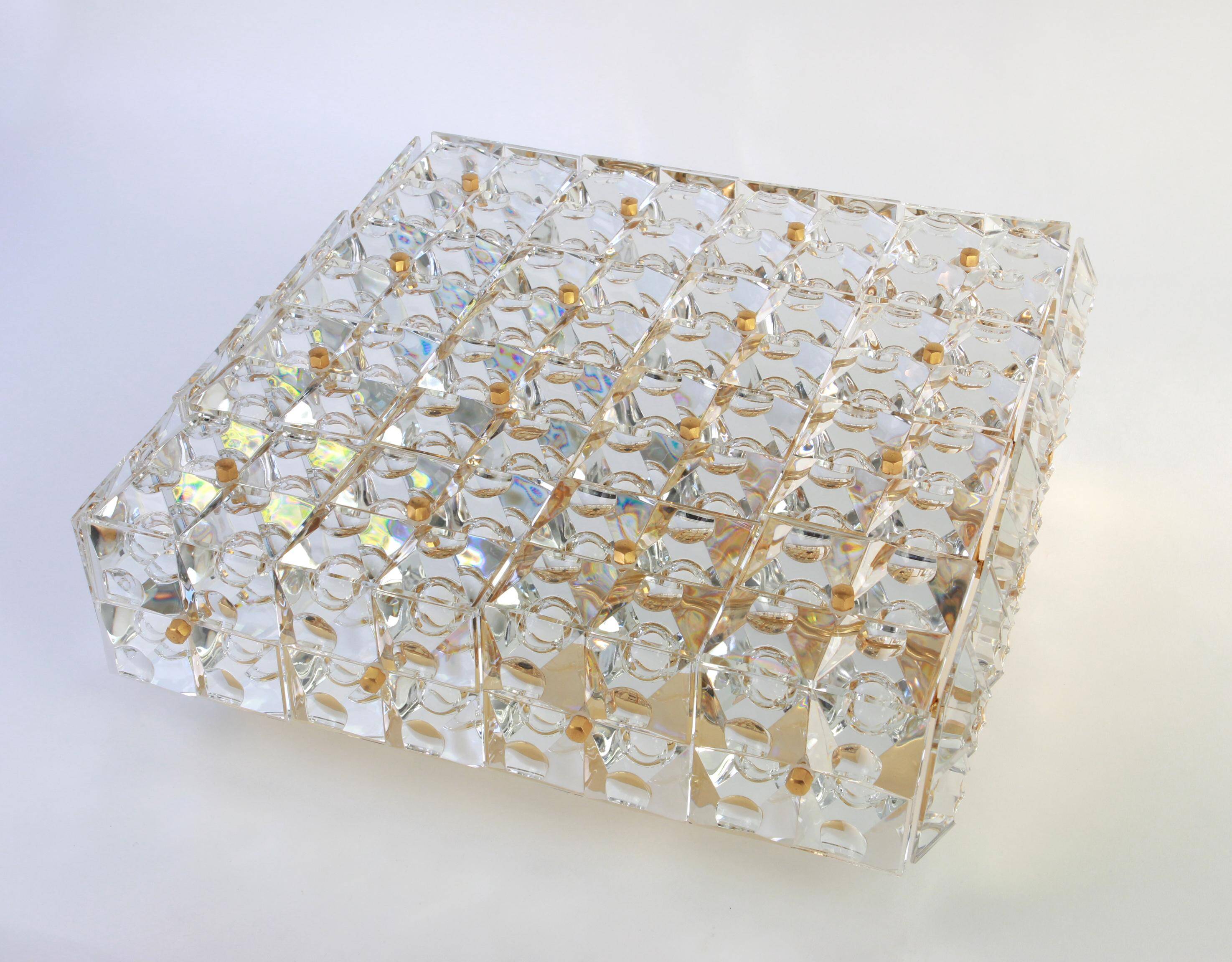 Large faceted crystal ceiling light by Kinkeldey, Germany, 1970s.