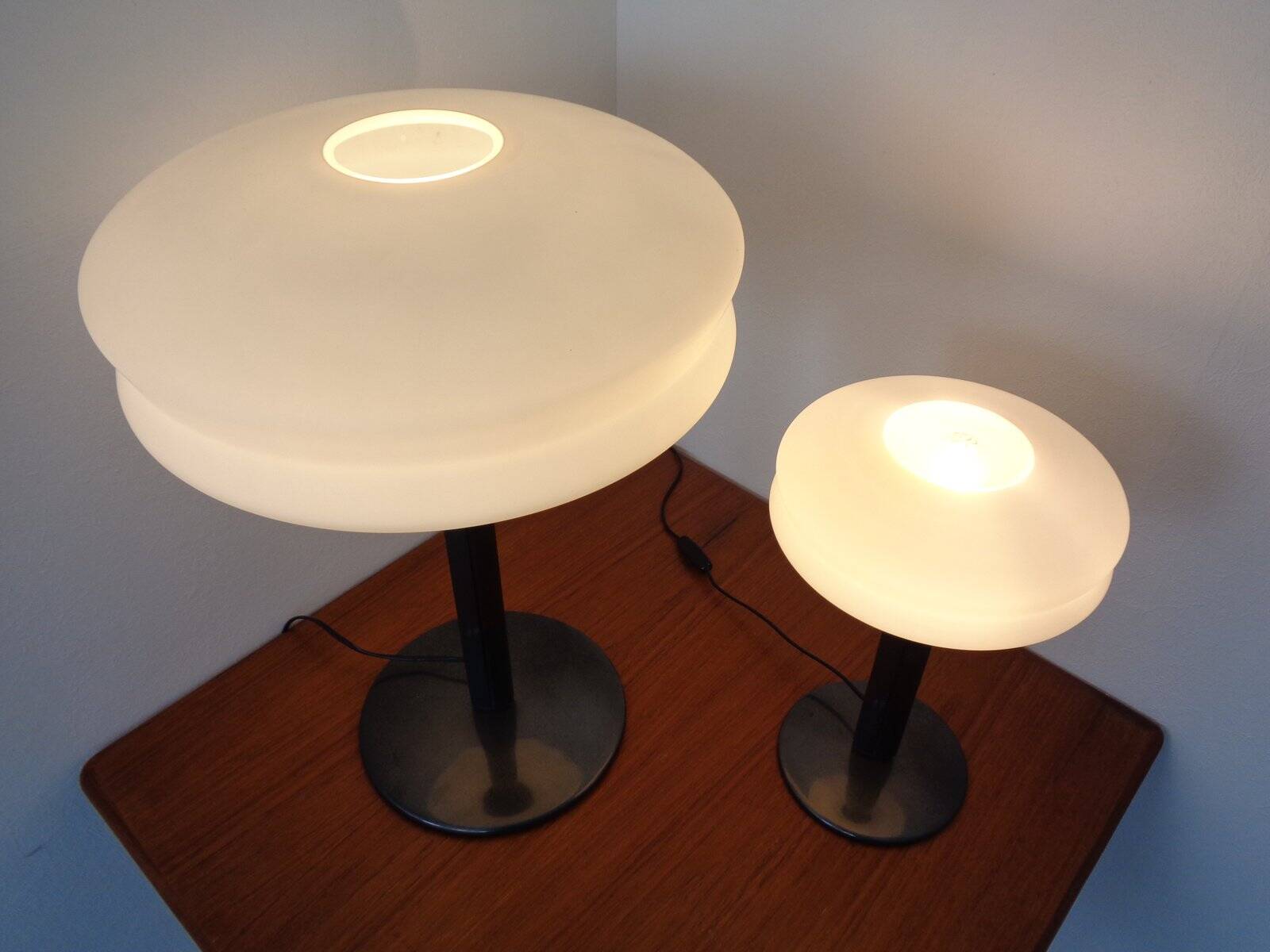 Italian Opal Glass Lamps by Stefano Marcato, Set of 2