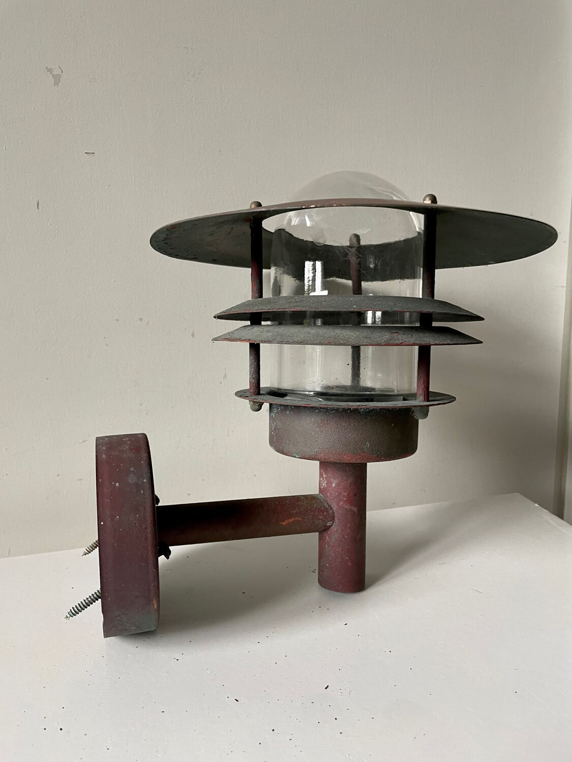 Classic Danish  Outdoor Wall Lamp in Copper