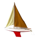 Navigable wooden sailing ship with pretty vintage colors