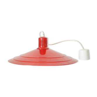Vintage red sheet metal bowl pendant