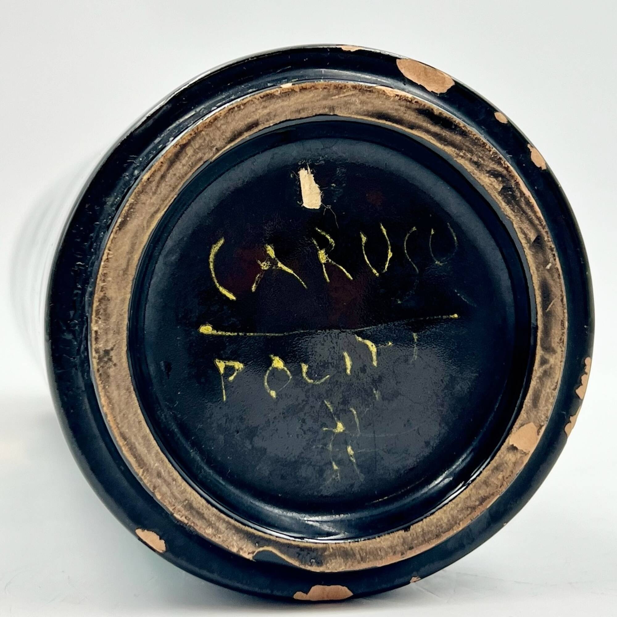 Vintage 60s Ceramic Italian Handmade Vase – Caruso Design Politi Recanati - Black Base with Turquois