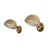 Pair of Danish brass wall lamps by Knud Christensen 1970