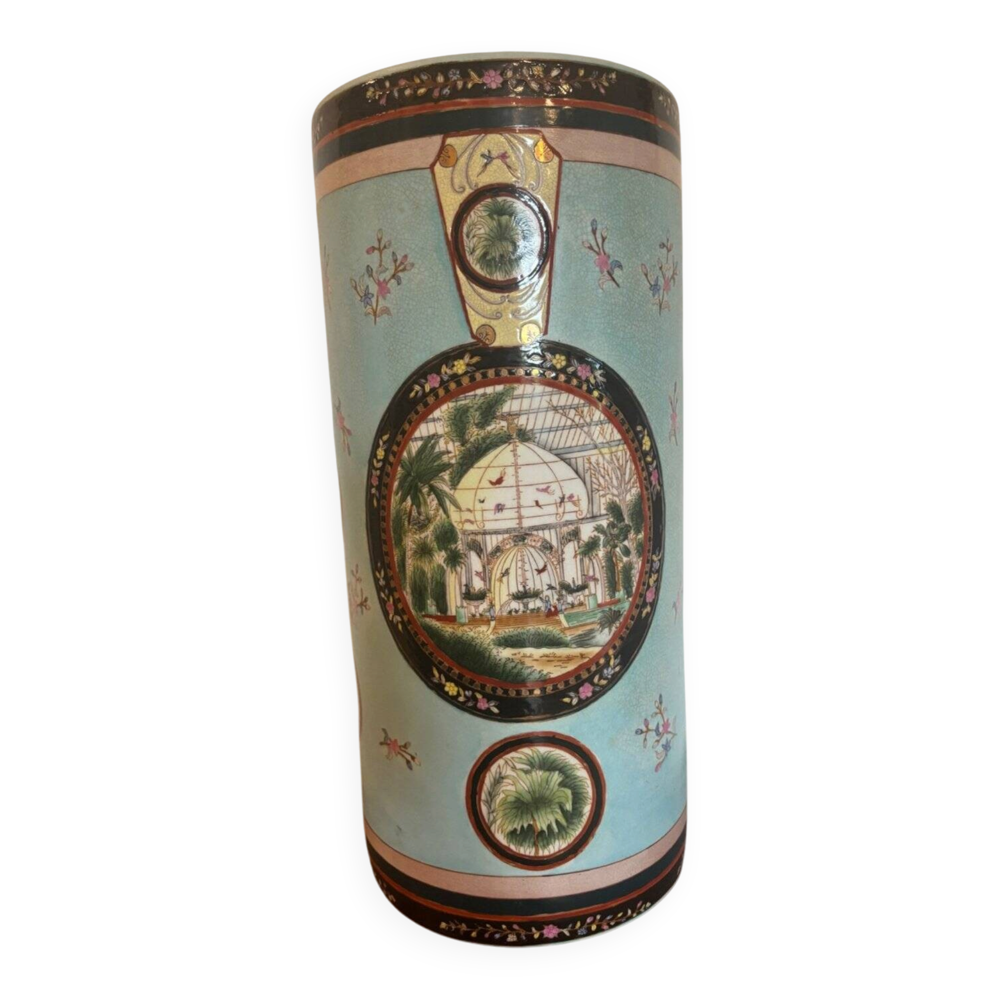Orientalist Umbrella Stand Enamelled Turquoise Porcelain 1895