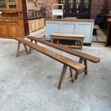Pair of oak farm benches