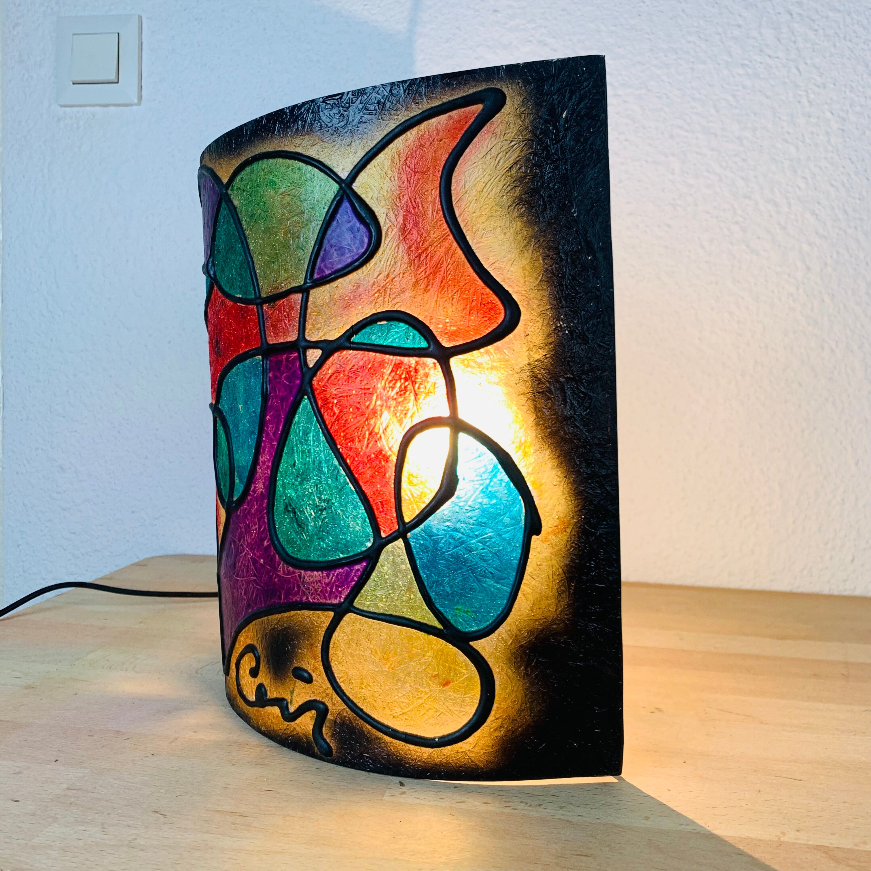 70s psychedelic colored fiberglass wall lamp
