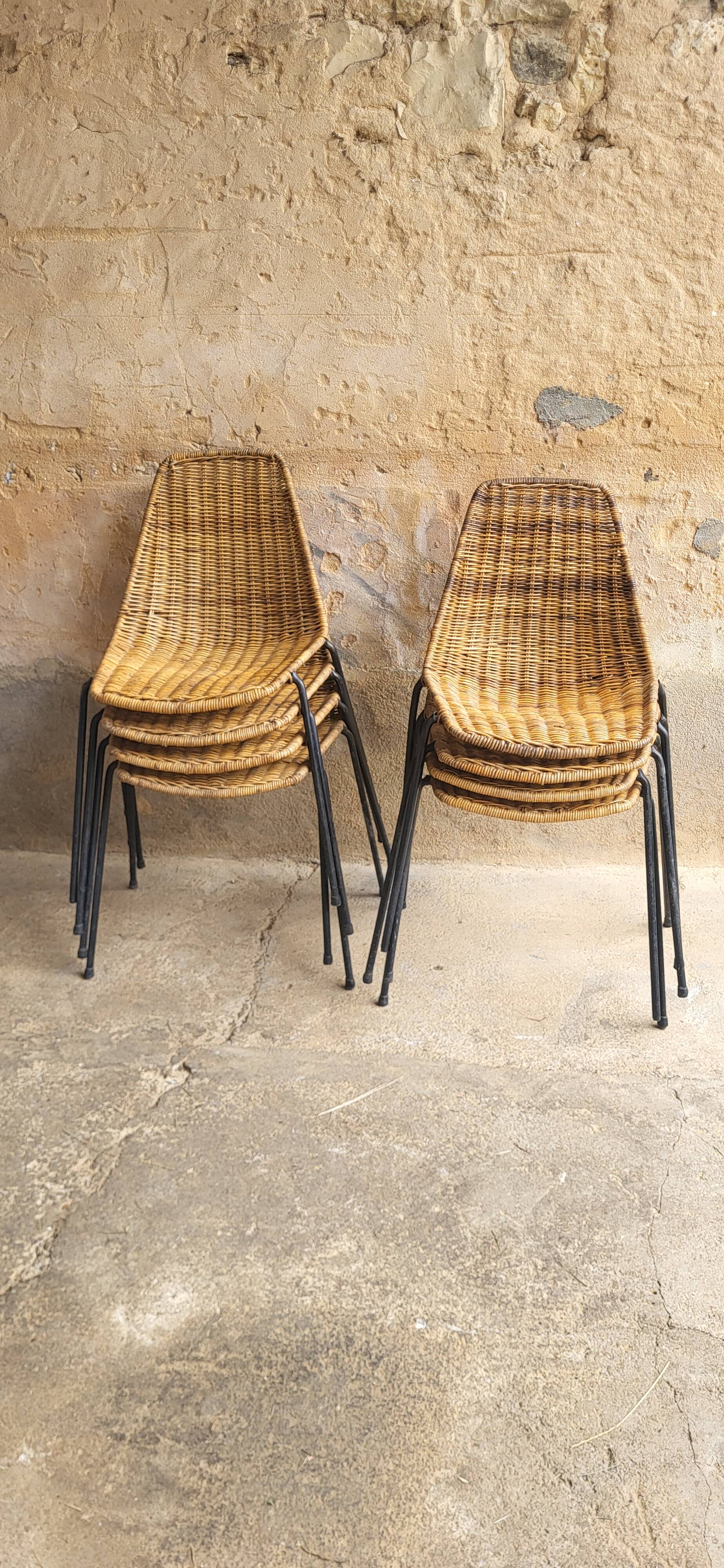 Chaises Basket en Osier par Gian Franco Legler, 1950s