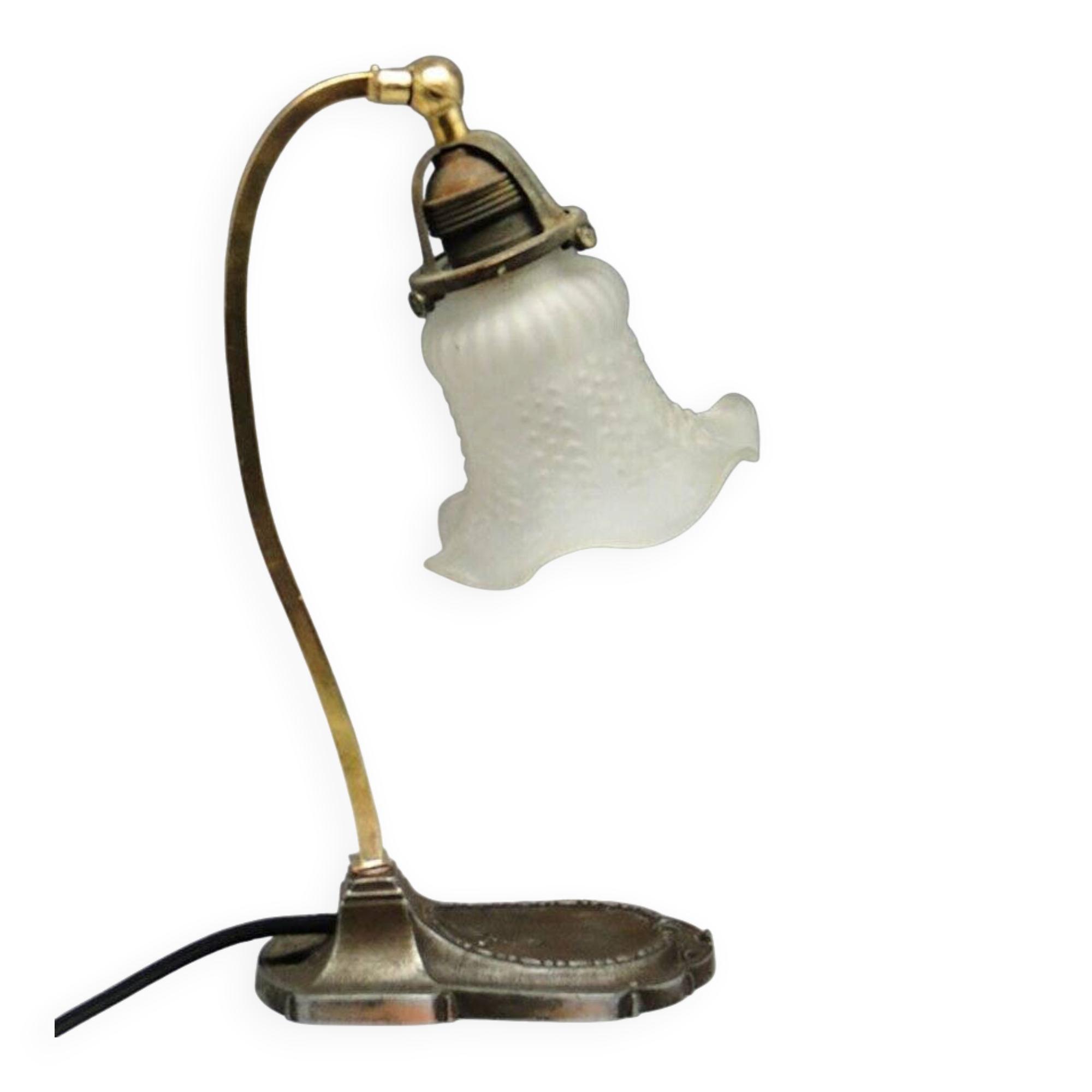 Lampe de table en verre et métal du 20e siècle, Autriche-Hongrie, années 1890.