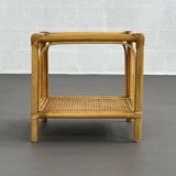 Rattan, Canework and Smoked Glass End Tables, 1960s, Set of 2