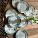 Set of 8 vintage flat plates in iron earth, model Narcisses de Saint Amand (LOT1)
