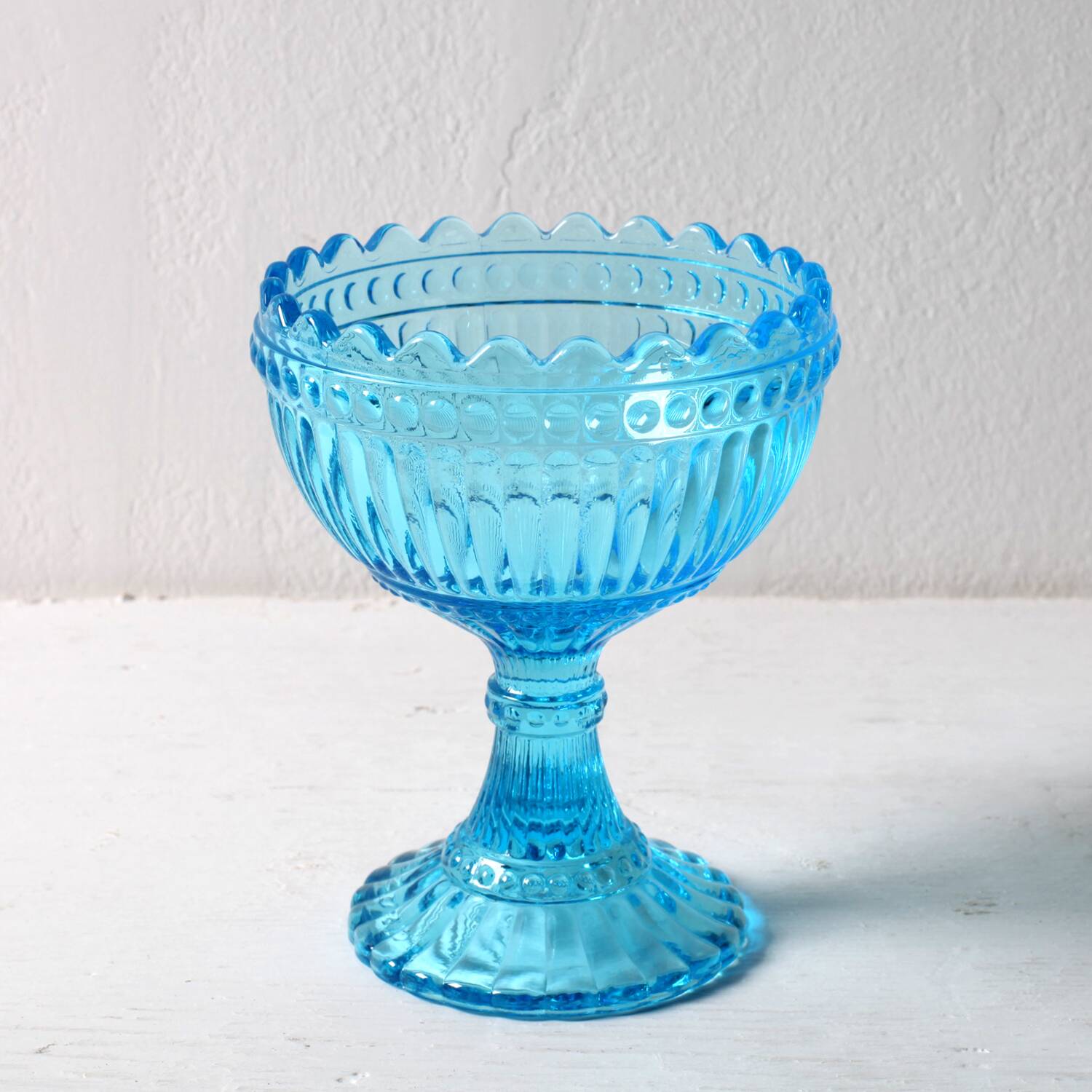 Vintage Iittala Marimekko Aqua Blue Pedestal Bowl - Finnish Design