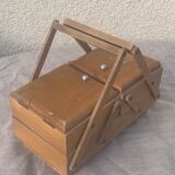 Sewing box in old varnished wood