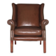 Vintage leather wingback club chair, 1970s